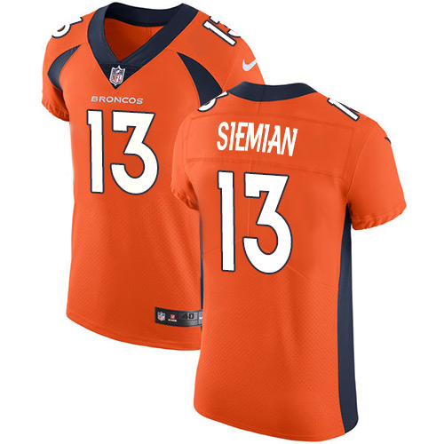 Nike Broncos #13 Trevor Siemian Orange Team Color Men's Stitched NFL Vapor Untouchable Elite Jersey - Click Image to Close